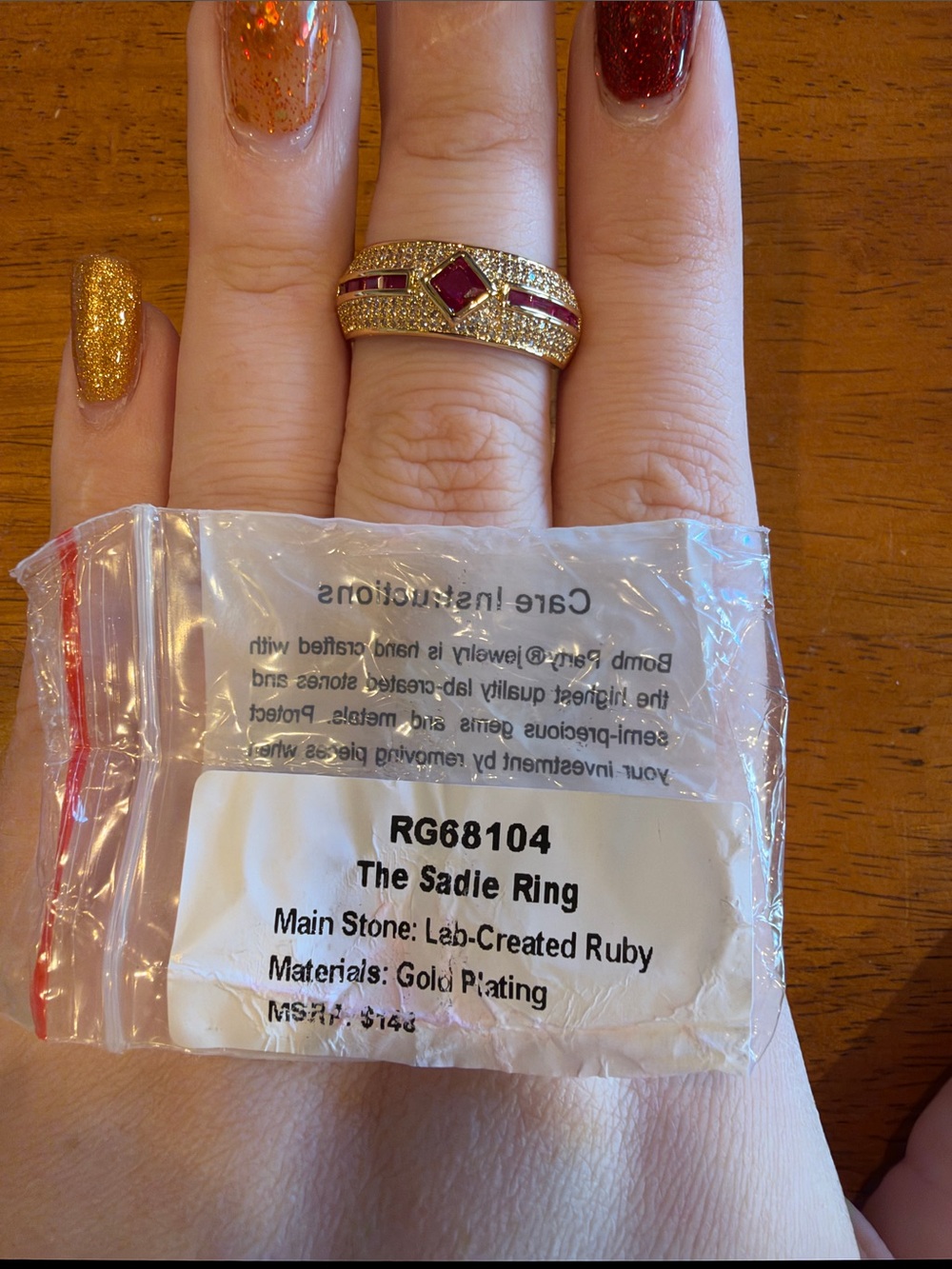 The Sadie Ring — Gold Plated with Ruby Accents